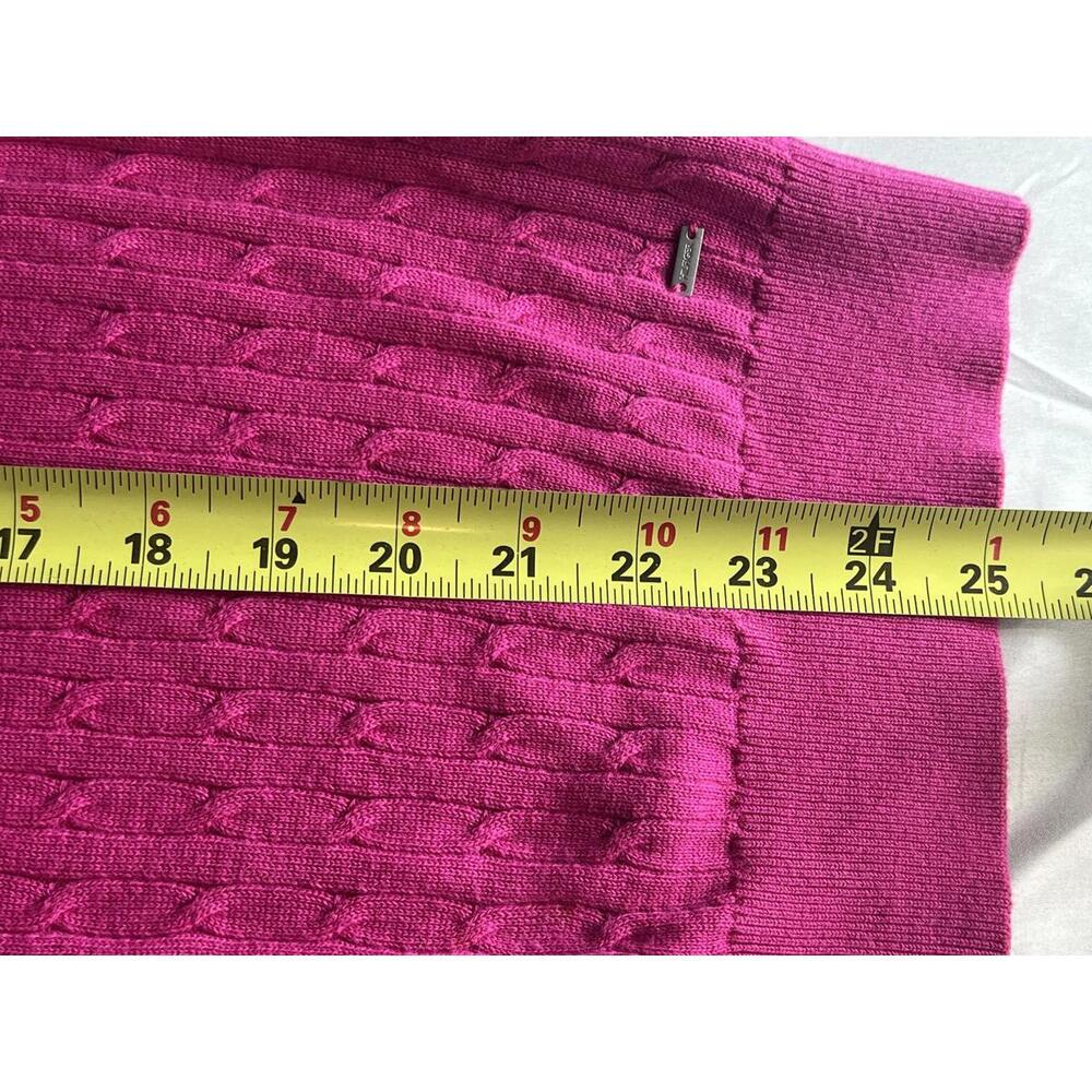 Tommy Hilfiger Pink Cable Knit Cardigan Large Pima Cotton - Picture 9 of 9